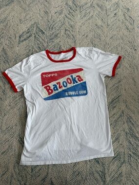Bazooka Bubble Gum Graphic Ringer Tee - White & Red